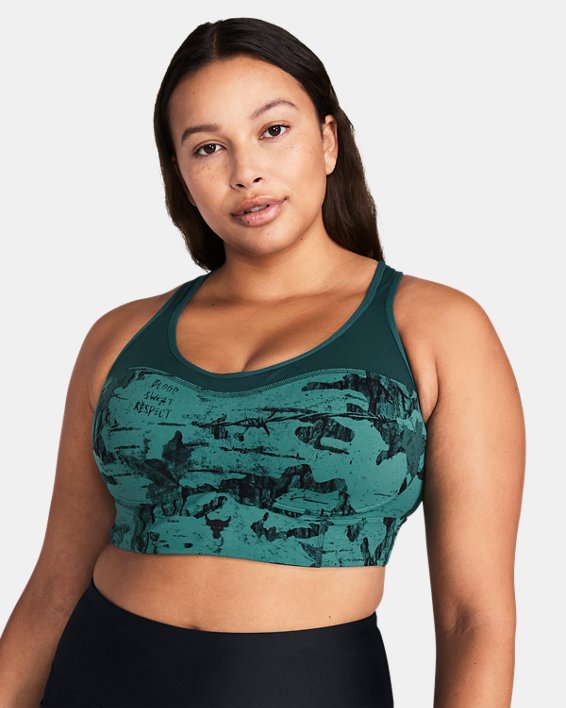 Women's Project Rock Infinity Let's Go LL Printed Bra in Green image number 4